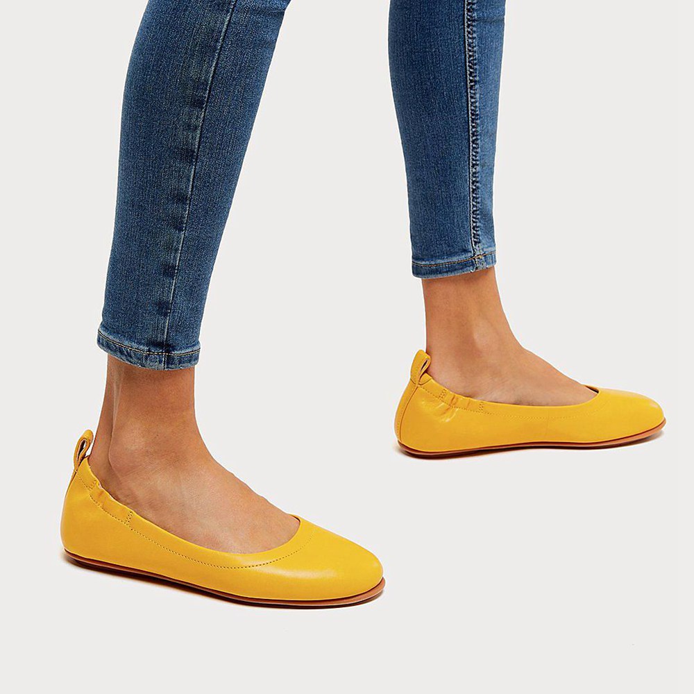 Fitflop Womens Ballet Flats - Allegro Soft Leather - Yellow - 617-RAMGZD